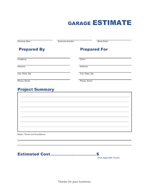 lvrcv garage estimate